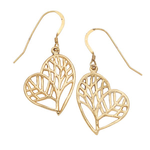 Tree of Life Heart Earrings - 24K Gold Plated