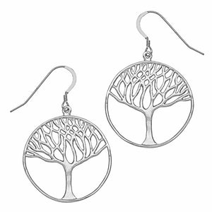 Tree of Life Earrings (Large) - Platinum Silver