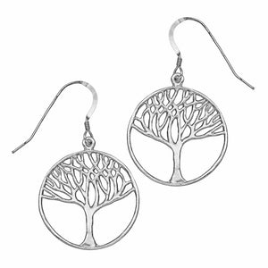 Tree of Life Earrings (Medium) - Platinum Silver