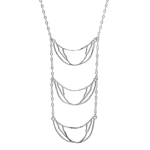 Crescent Chandelier Necklace - Platinum Silver