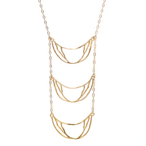 Crescent Chandelier Necklace - 24K Gold Plated