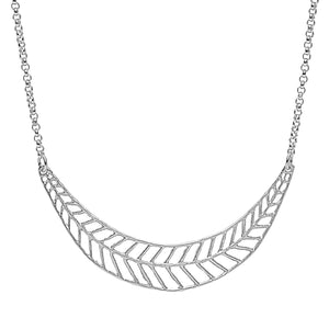Chevron Leaf Collar Necklace - Platinum Silver