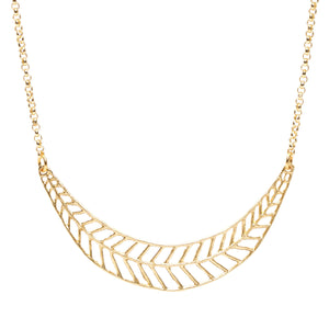 Chevron Leaf Collar Necklace - 24K Gold Plated