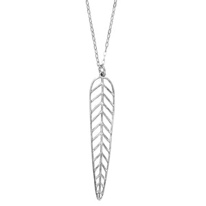 Chevron Leaf Necklace - Platinum Silver