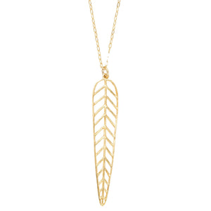 Chevron Leaf Necklace - 24K Gold Plated