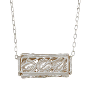 Caged Pearl Necklace - Platinum Silver