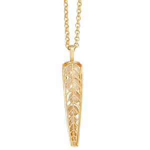 Caged Pearl Chevron Leaf Necklace - 24K Gold Plated