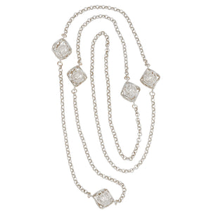 Caged Pearl Ball Necklace - Platinum Silver