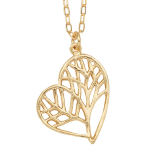 Tree of Life Heart Necklace - 24K Gold Plated
