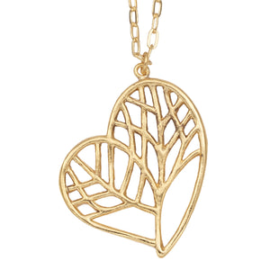 Tree of Life Heart Necklace (Large) - 24K Gold Plated