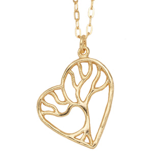 Tree of Life Enchanted Heart Necklace - 24K Gold Plated
