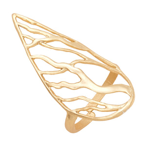 Intricate Branches Teardrop Ring- Gold Vermeil