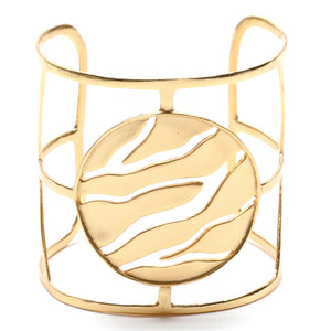 Intricate Branches Disk Cuff - 24K Gold Plated