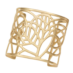 Tree of Life Loving Heart Cuff - 24K Gold Plated