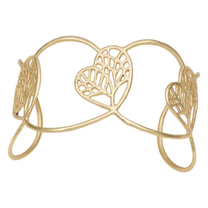 Tree of Life Heart Cuff - 24K Gold Plated