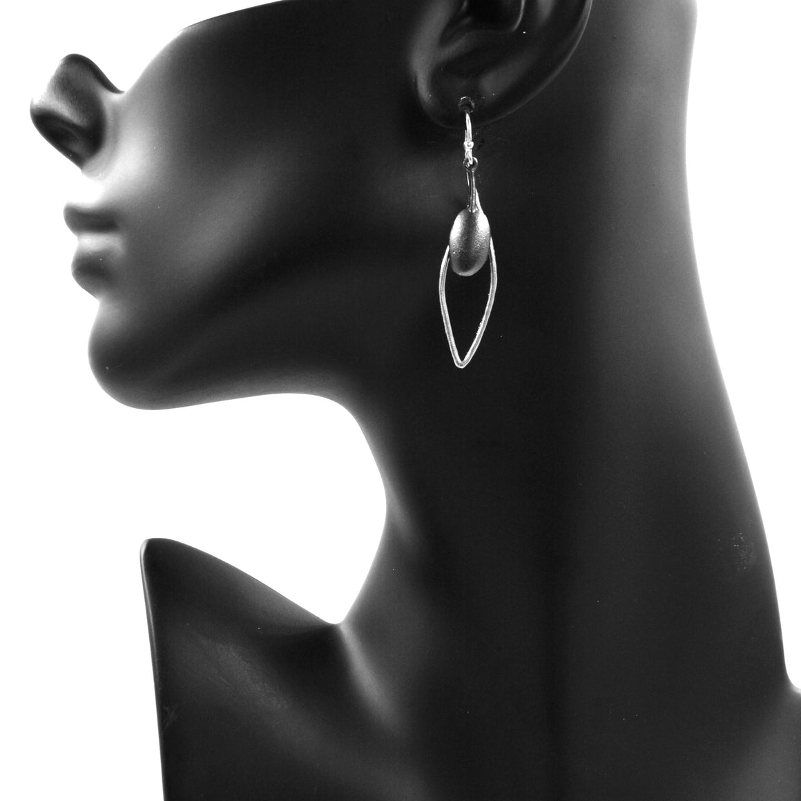 Olive Branch Leaf Earrings - Platinum Silver