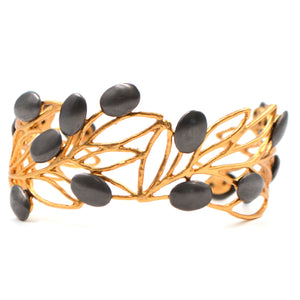 Olive Branch Olives and Leaves Cuff - 24K Gold Plated