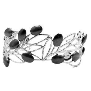 Olive Branch Olives and Leaves Cuff - Platinum Silver