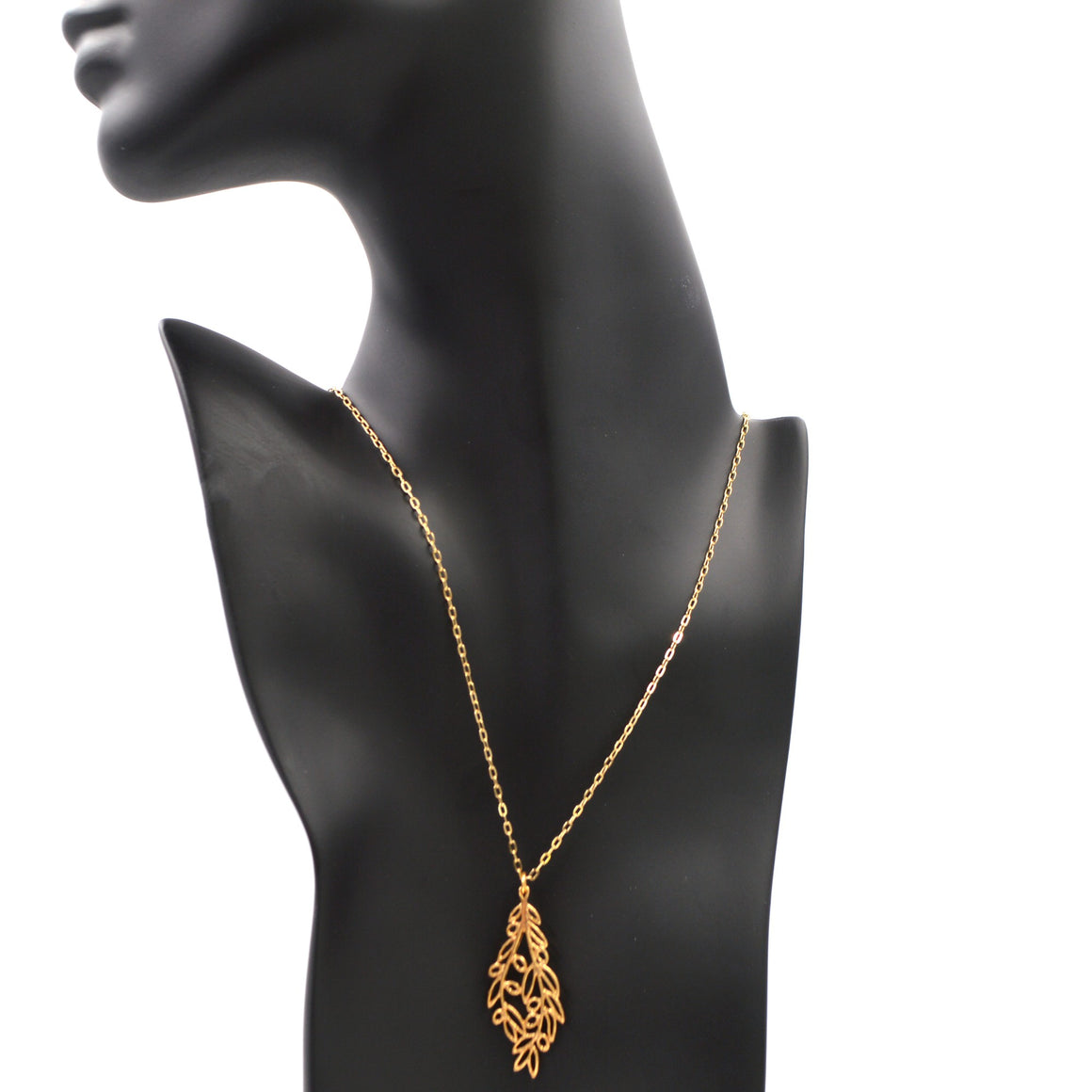 Olive Branch Pendant Necklace - 24K Gold Plated