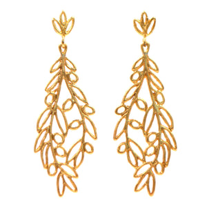 Olive Branch Post Earrings - 24K Gold Plated