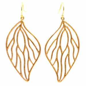 Open Leaf Earrings (Large) - 24K Gold Plated