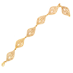 Open Leaf Link Bracelet - 24K Gold Plated
