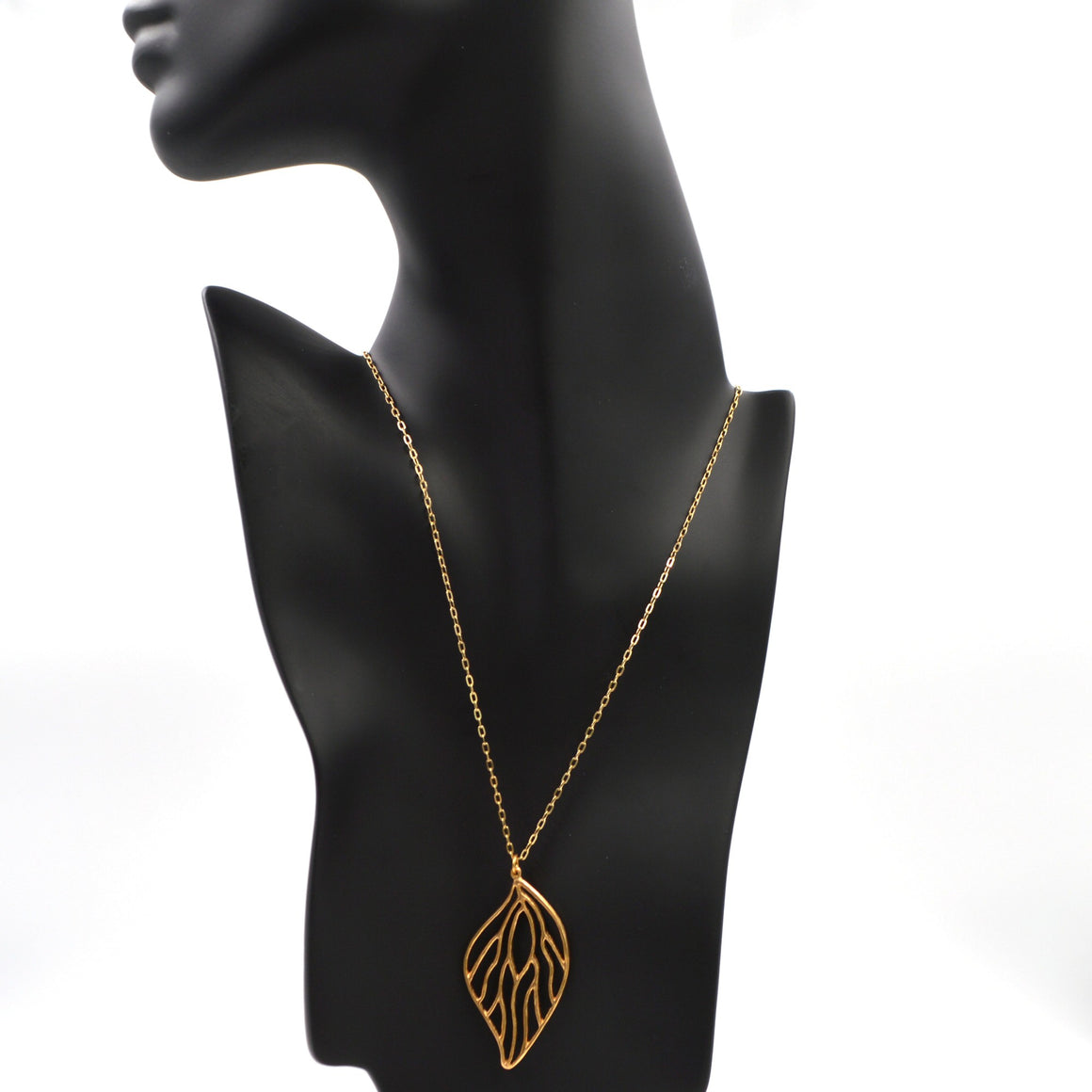 Open Leaf Pendant Necklace (Large) - 24K Gold Plated