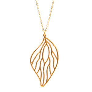 Open Leaf Pendant Necklace (Large) - 24K Gold Plated