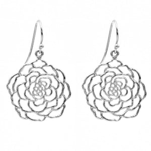 Rose Earrings (Small) - Platinum Silver