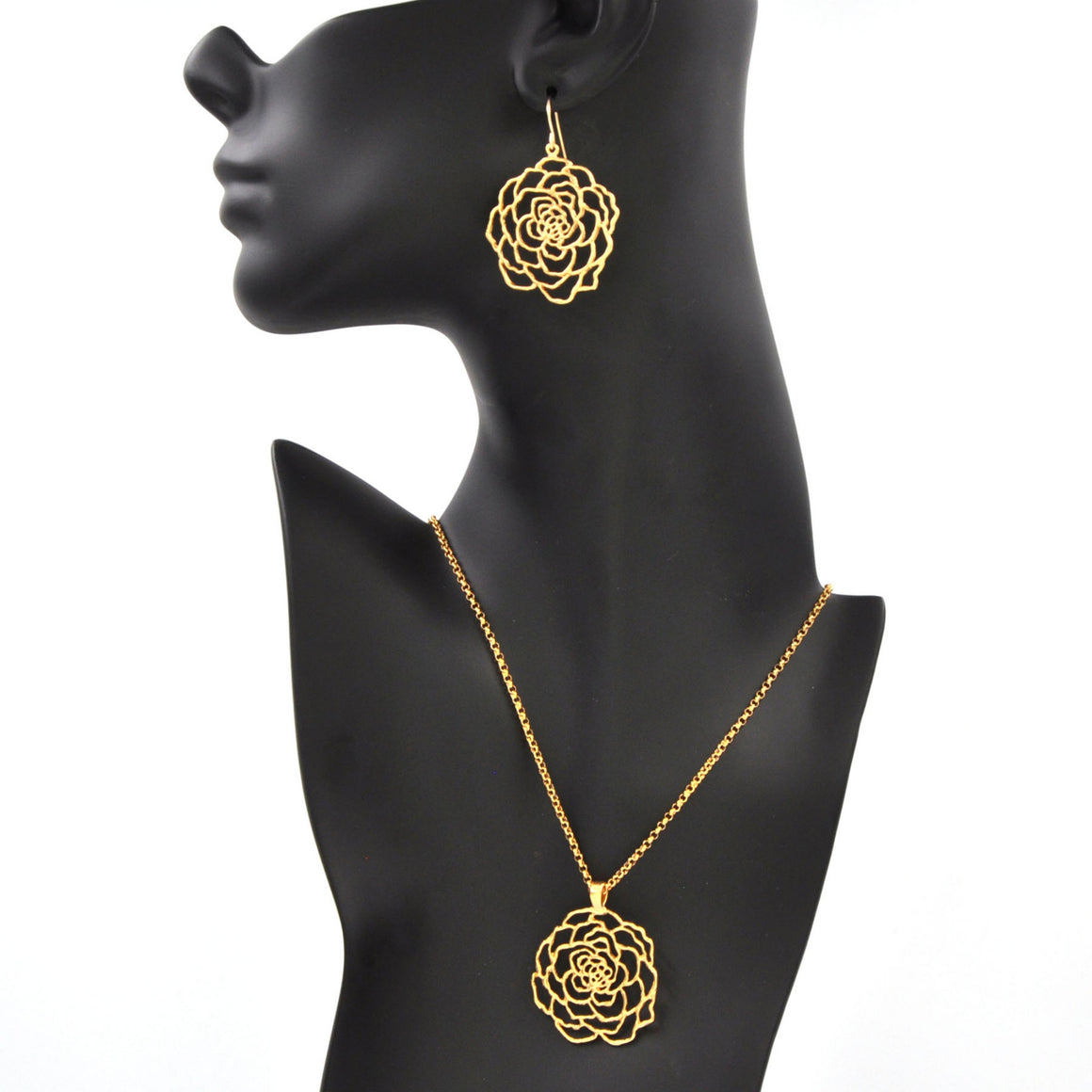Rose Pendant Necklace - 24K Gold Plated