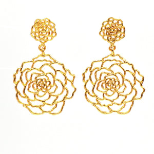 Rose Post Earrings (Large) - 24K Gold Plated