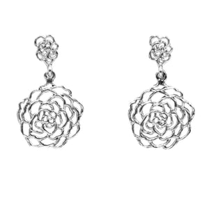 Rose Post Earrings (Small) - Platinum Silver