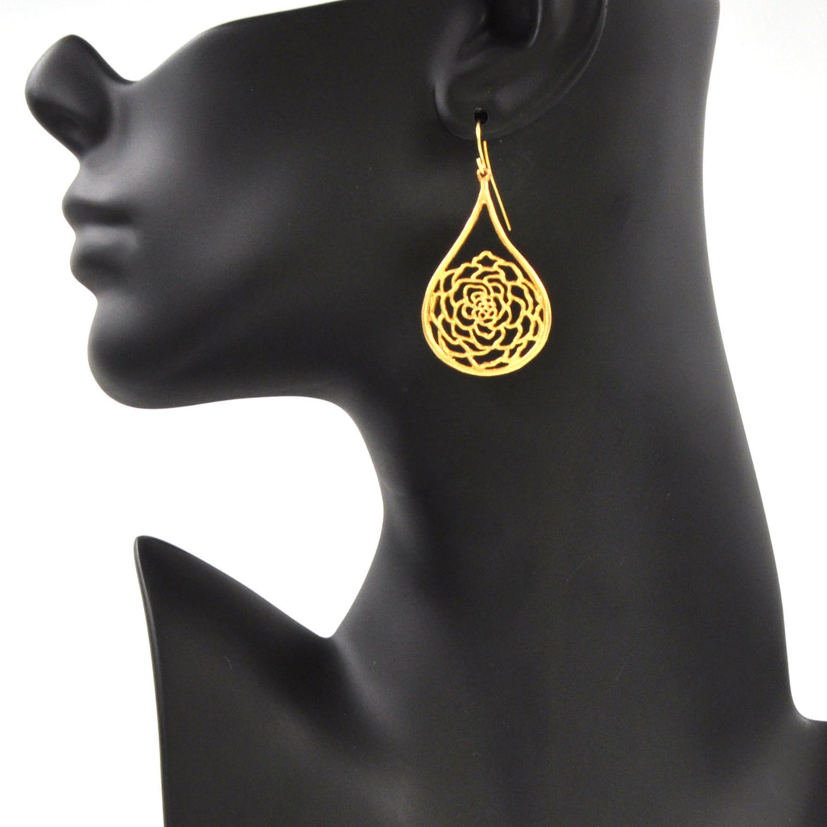 Rose Teardrop Earrings - 24K Gold Plated