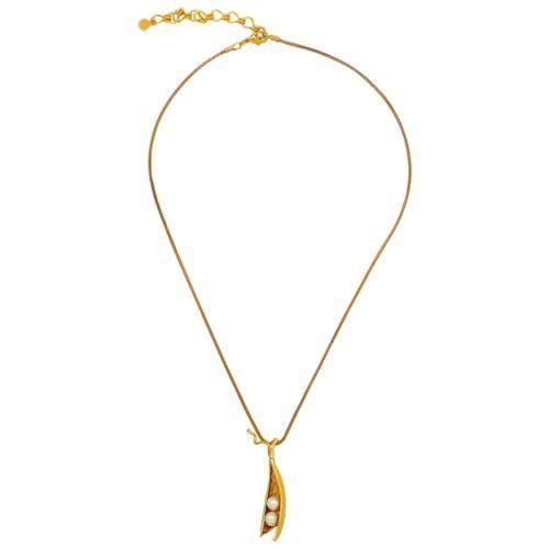 Peapod Necklace (2 Pearls) - 24K Gold Plated
